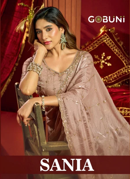 Sania By Gobuni Velvet Bliss Fabric Embroidery Work Saree